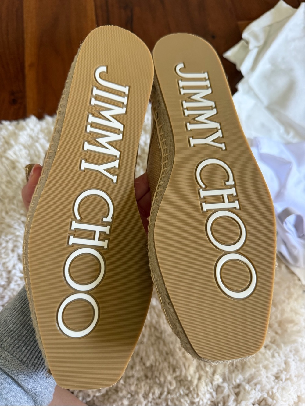 NEW WITH BOX Jimmy Choo Metallic Gold Bow Espadrille Slip-Ons Size 39/US 9 - Picture 11 of 16